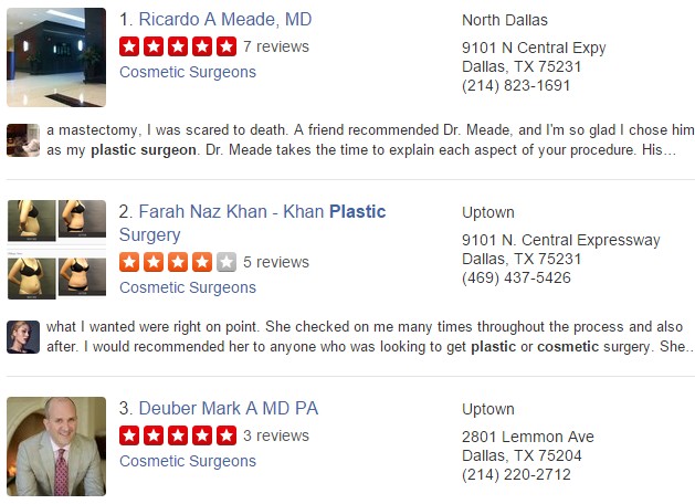 plastic surgeon seo yelp directory